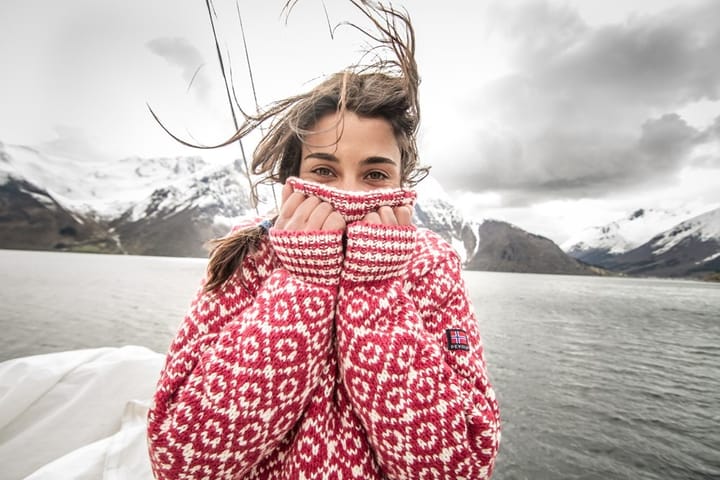 Devold Svalbard Sweater High Neck Hindberry/Offwhite Devold