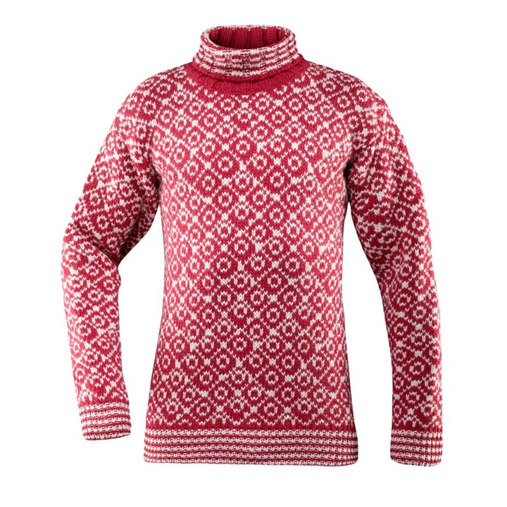 Devold Svalbard Sweater High Neck Hindberry/Offwhite Devold Devold Svalbard Sweater High Neck Hindberry/Offwhite Devold