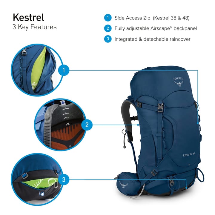 Osprey Kestrel 38 Loch Blue Osprey Backpacks and Bags Osprey Kestrel 38 Loch Blue Osprey Backpacks and Bags
