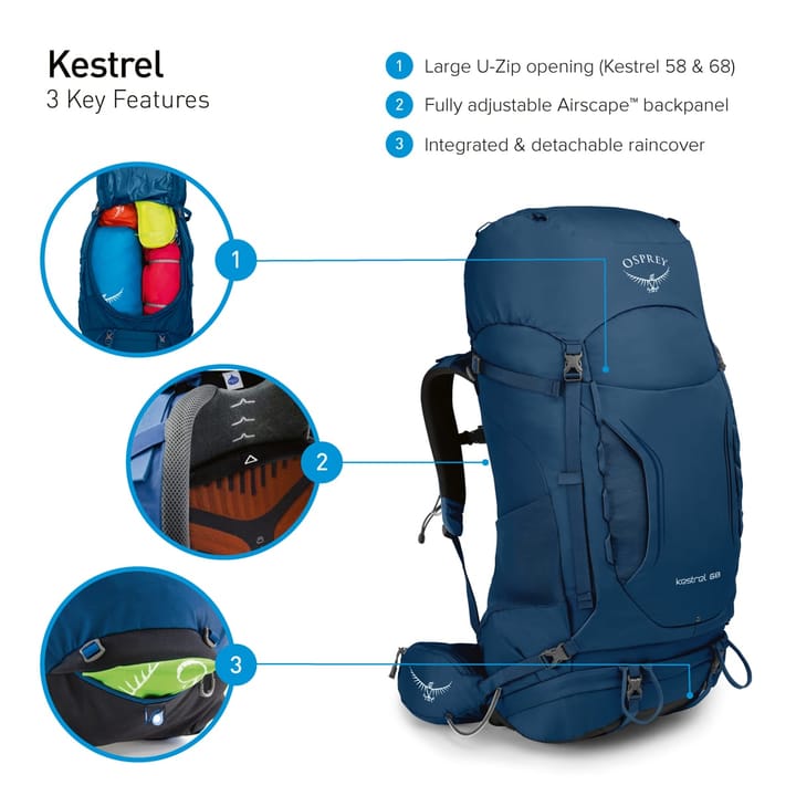 Osprey Kestrel 58 Black Osprey Backpacks and Bags Osprey Kestrel 58 Black Osprey Backpacks and Bags