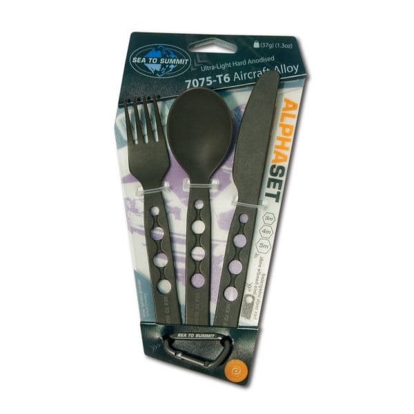 Sea To Summit Cutlery Alphaset Spoon/Knife/Fork Grey Anodised Sea to Summit